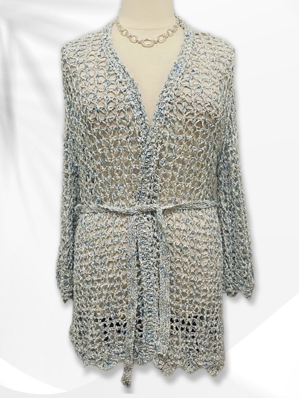 POL Crochet Knit Long Cardigan L